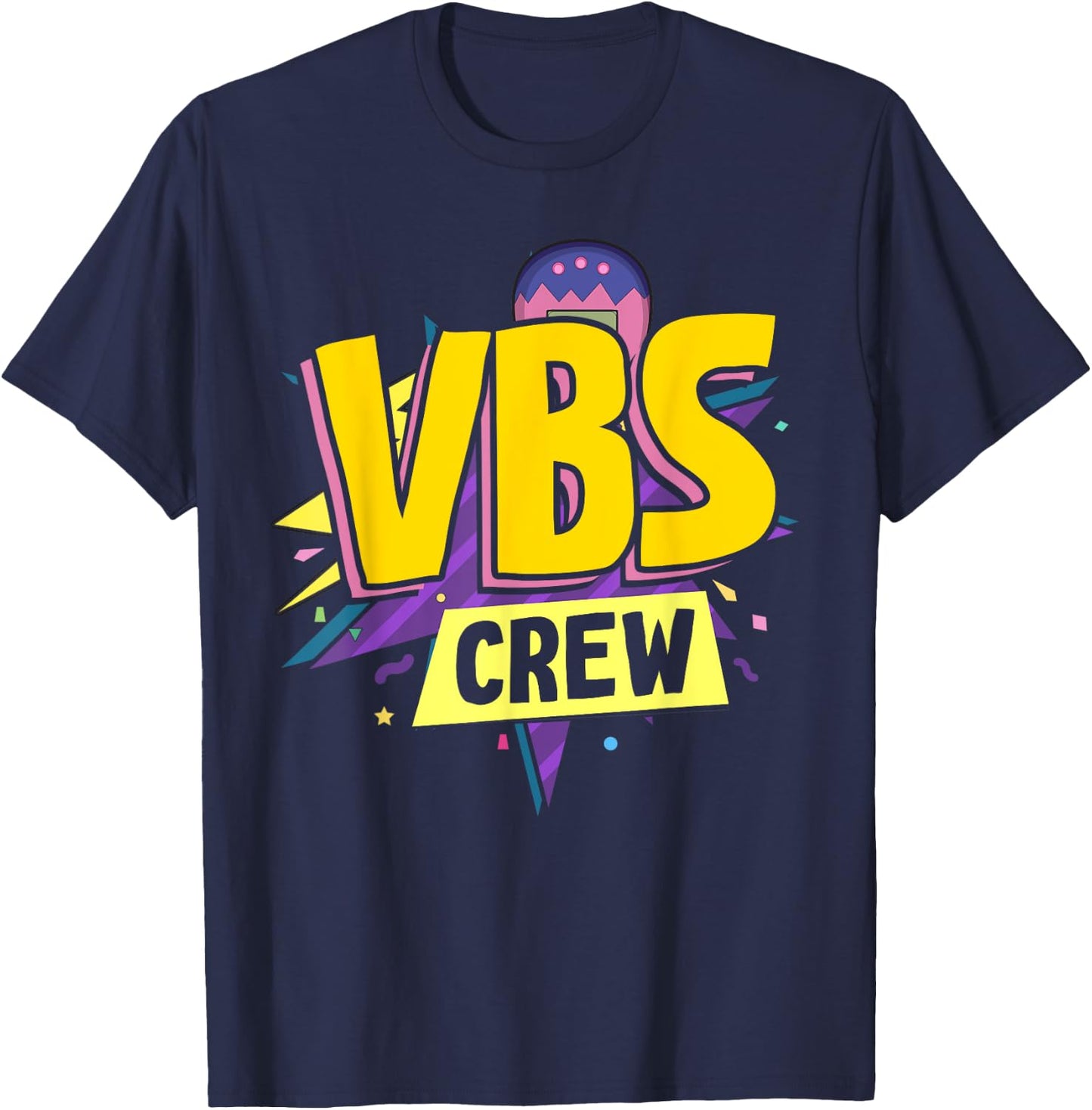 VBS Crew Vacation Bible VBS Teacher Groovy Christian School Women Kids T-Shirt - T-Shirt | Navy