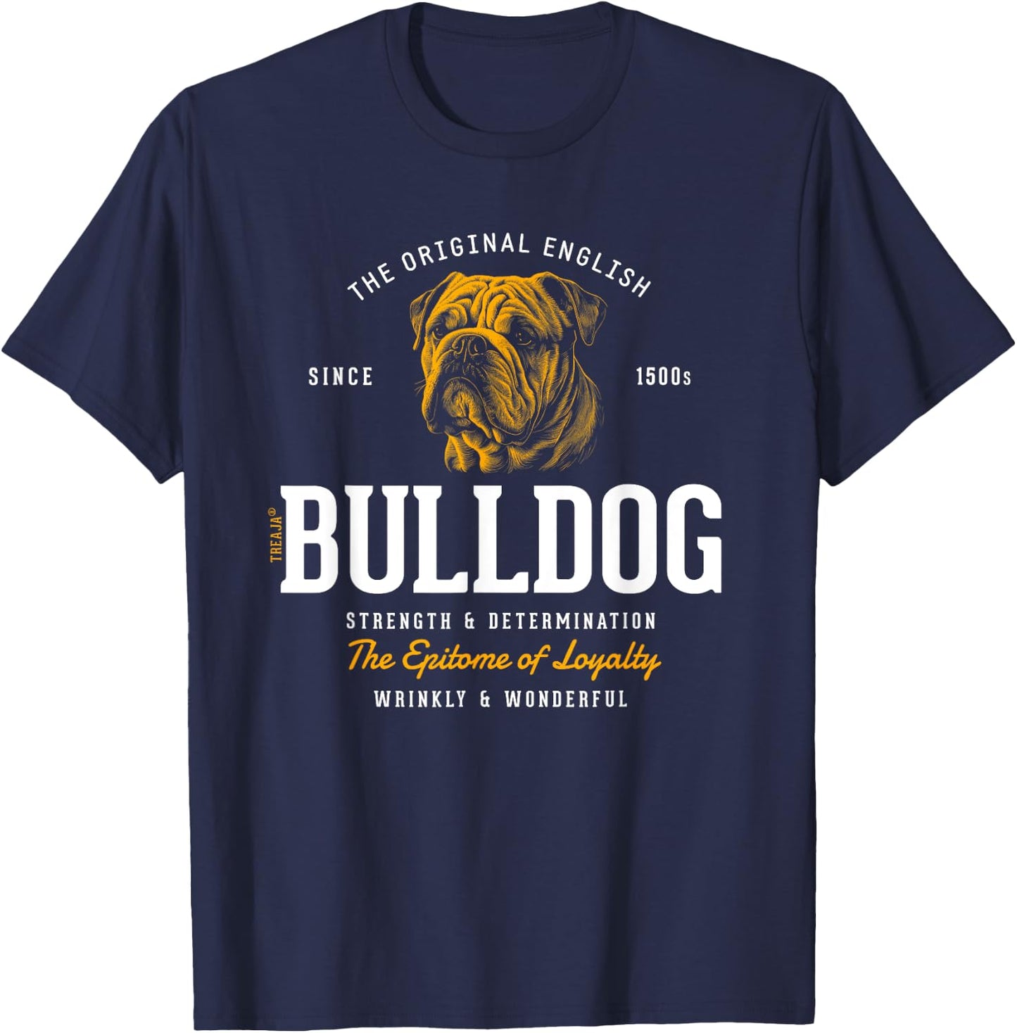Vintage Styled Retro English Bulldog Women Girls Kids T-Shirt - T-Shirt | Navy