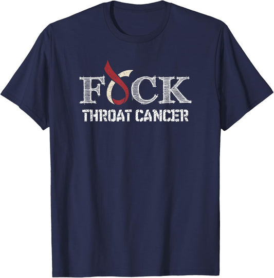F+ck- Throat Cancer Awareness Supporter Ribbon T-Shirt - T-Shirt | Navy