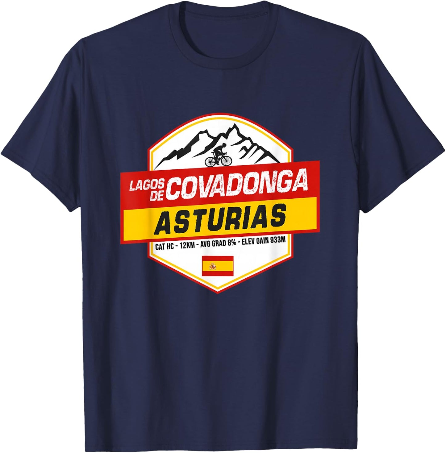 Lagos de Covadonga Cyclist Catalonia Spain Cycling Holiday T-Shirt - T-Shirt | Navy