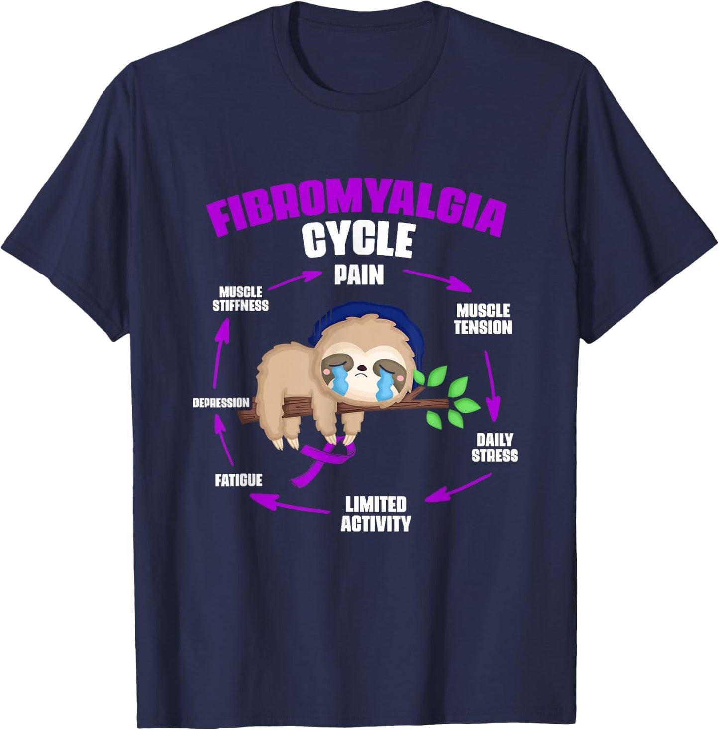 Fibromyalgia Cycle Fibro Fibromyalgia Survivor Fibromyalgia T-Shirt - T-Shirt | Navy