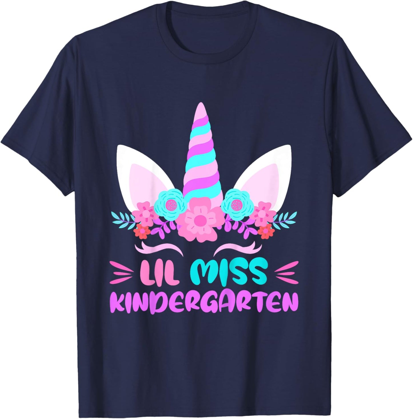 Lil Miss Kindergarten Girls First Day Of Kindergarten T-Shirt - T-Shirt | Navy