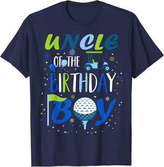 Uncle of The Birthday Boy Hole in One Golf Sport Matching T-Shirt - T-Shirt | Navy