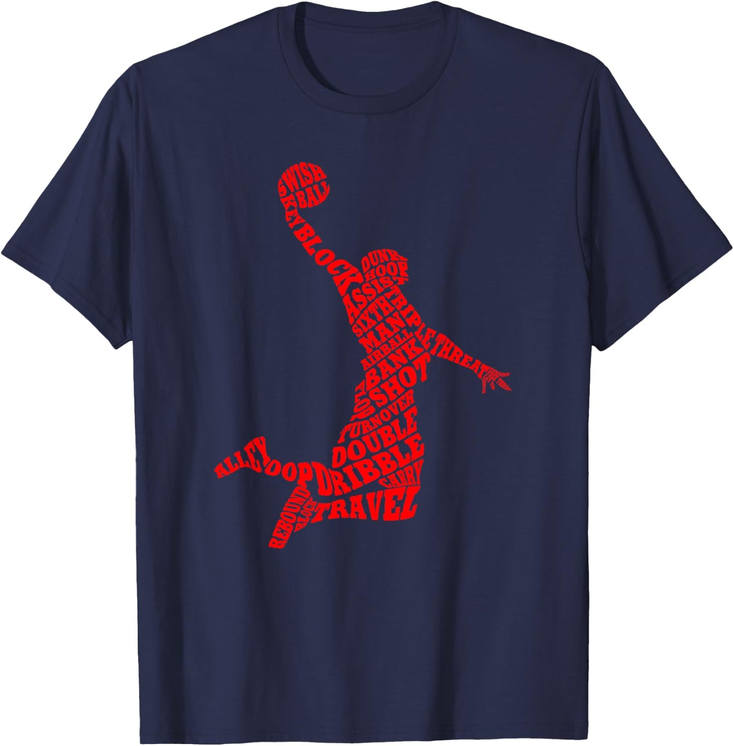 Basketball Player Typography Word Art T-Shirt - T-Shirt | Navy