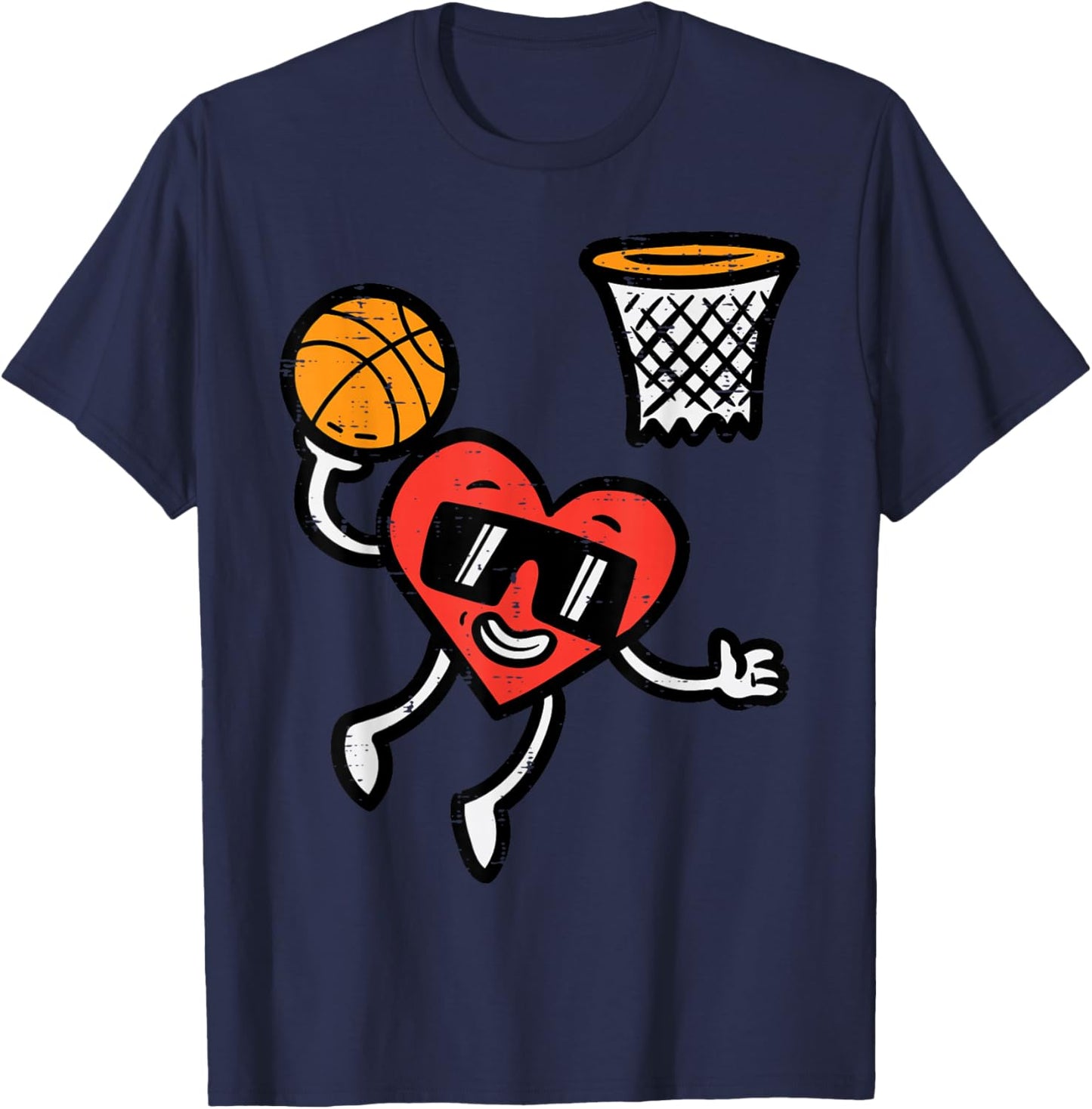 Valentines Day Basketball Cute Sports Men Boys Kids Toddlers T-Shirt - T-Shirt | Navy