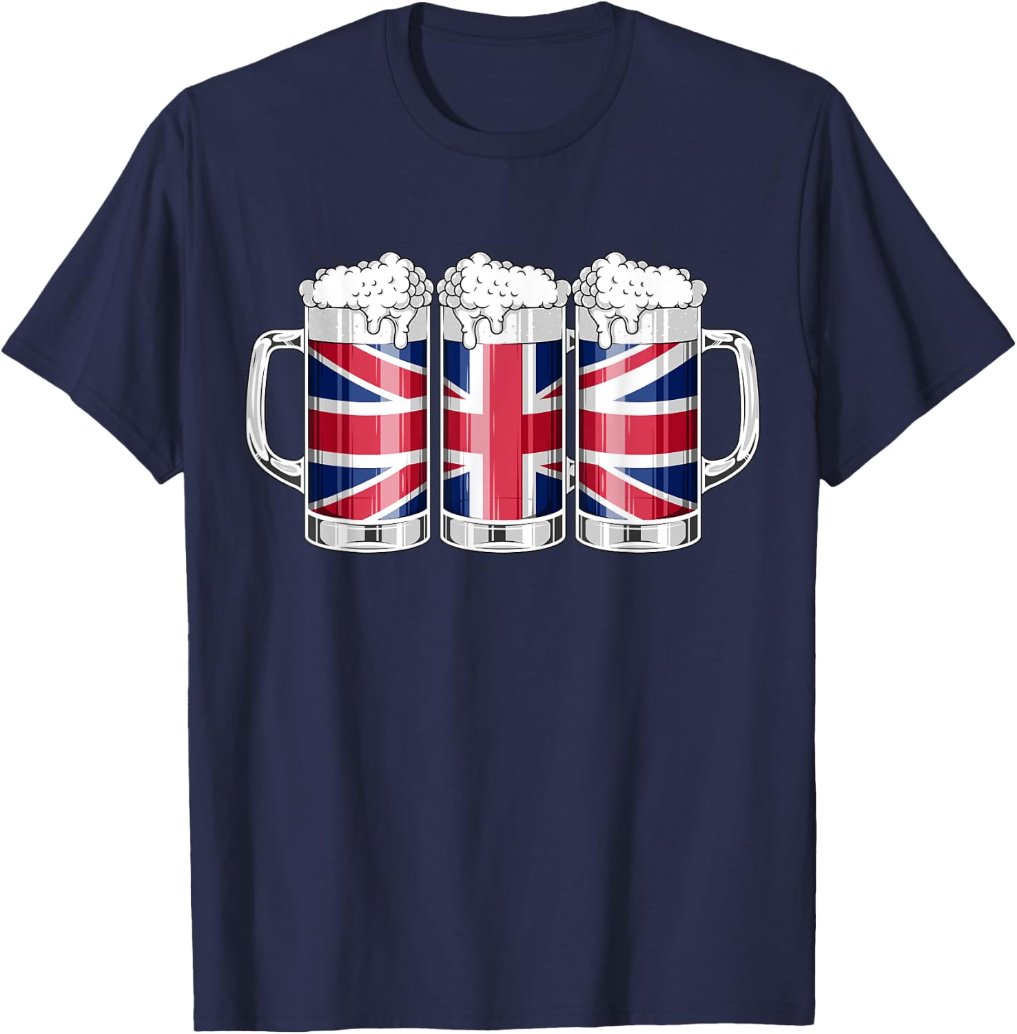 Beer British Shirt - Beer United Kingdom Flag Patriotic Men T-Shirt - T-Shirt | Navy