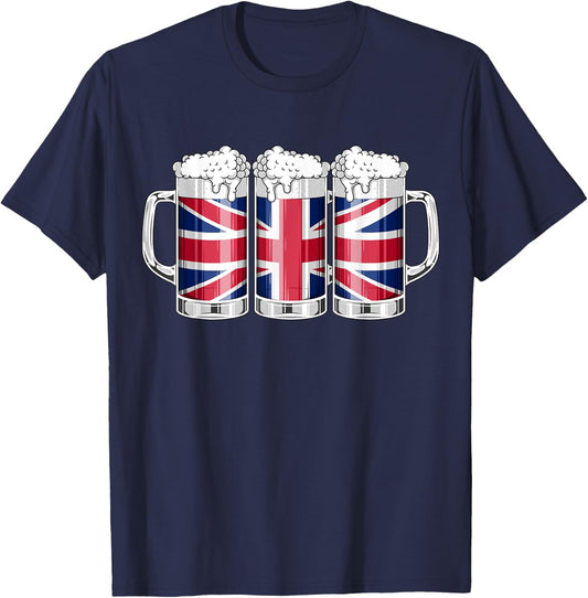 Beer British Shirt - Beer United Kingdom Flag Patriotic Men T-Shirt - T-Shirt | Navy