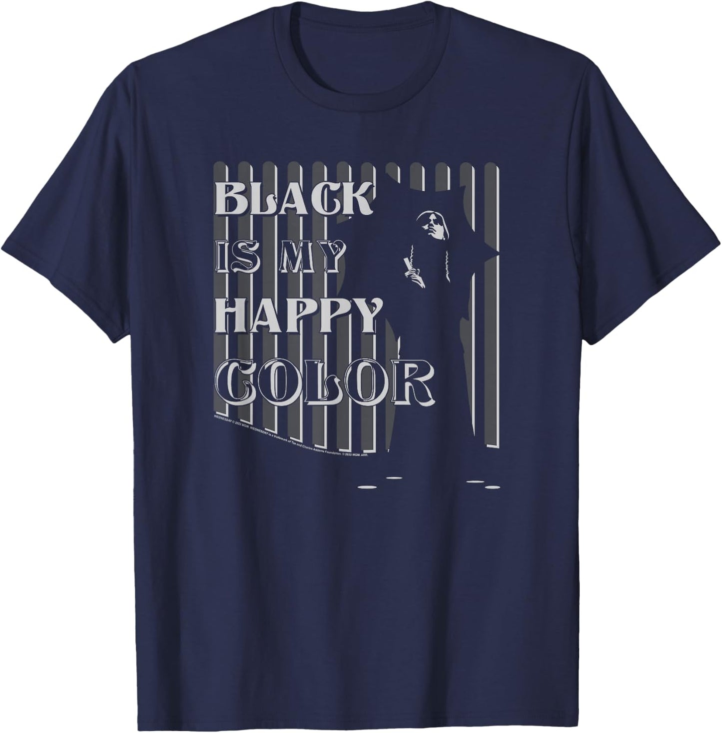 Wednesday Black Is My Happy Color Silhouette Poster T-Shirt - T-Shirt | Navy