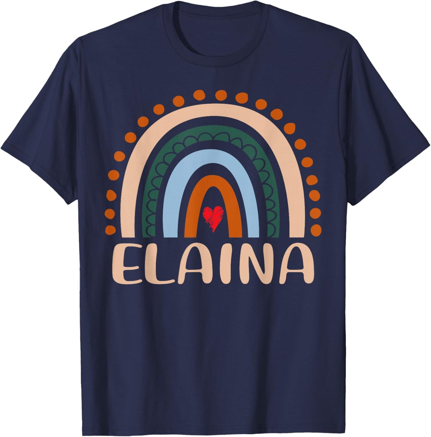 Elaina Name Personalized Funny Women Rainbow Elaina T-Shirt - T-Shirt | Navy