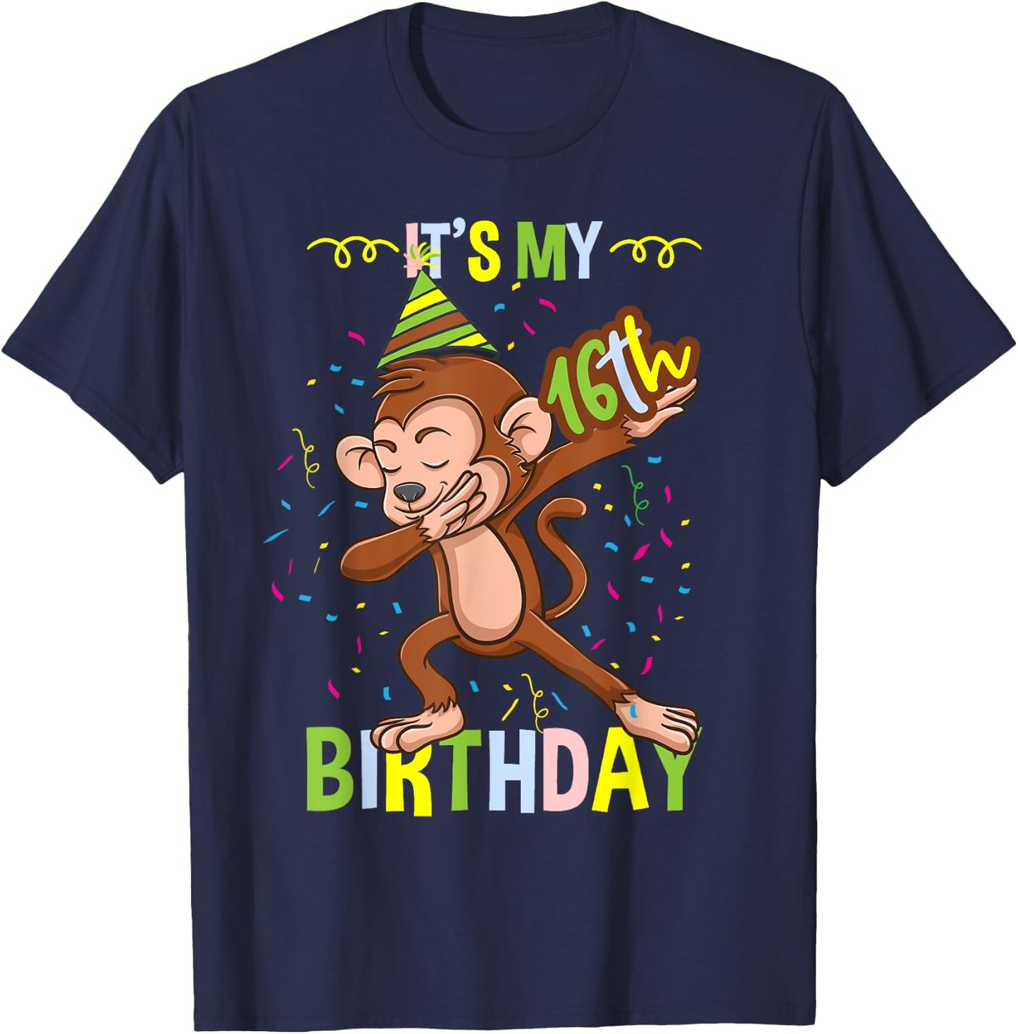 Its My 16th Birthday Monkey T-Shirt - T-Shirt | Navy