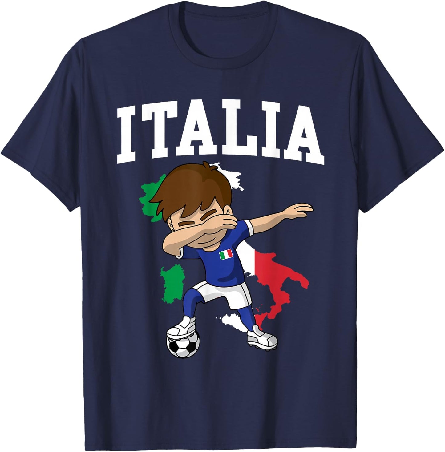 Italia Soccer Boy Italian Italy Flag Map Sports Team Coach T-Shirt - T-Shirt | Navy