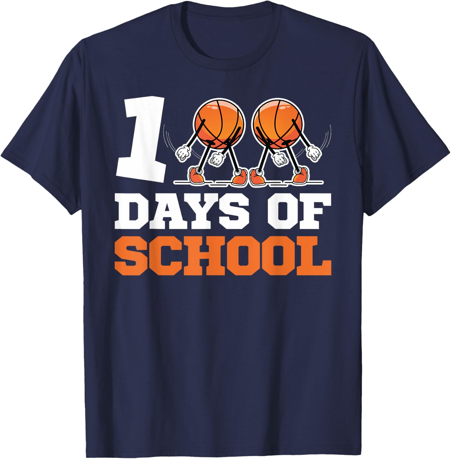 100th Day of School Basketball Kids 100 Days Of School T-Shirt - T-Shirt | Navy