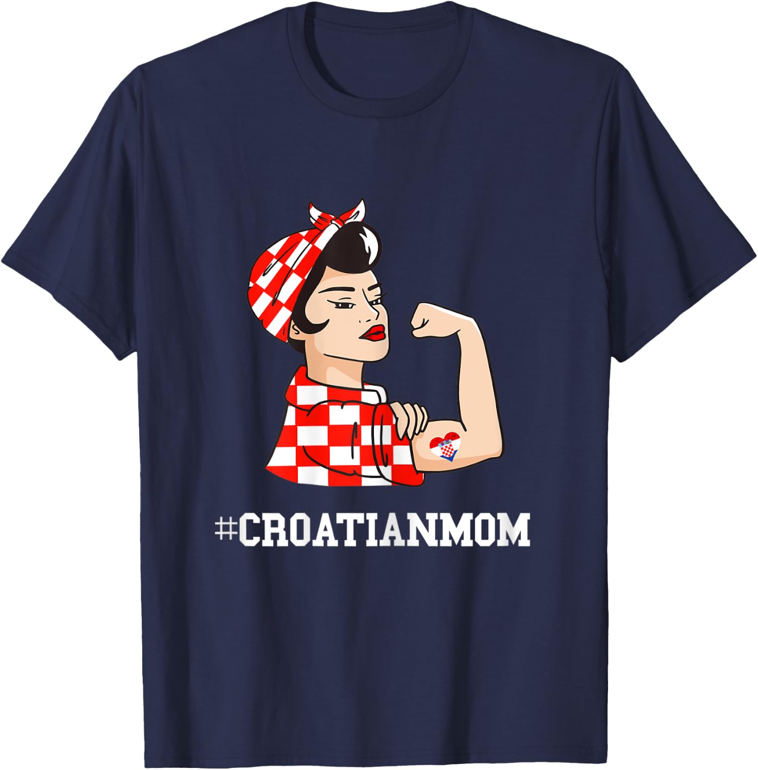 Croatian Mom Tattoo Croatia Strong Croatian Roots Hrvatska T-Shirt - T-Shirt | Navy