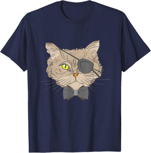 Pirate Cat - Eye Surgery Survivor Glaucoma Cataract Patch Men Women T-Shirt - T-Shirt | Navy