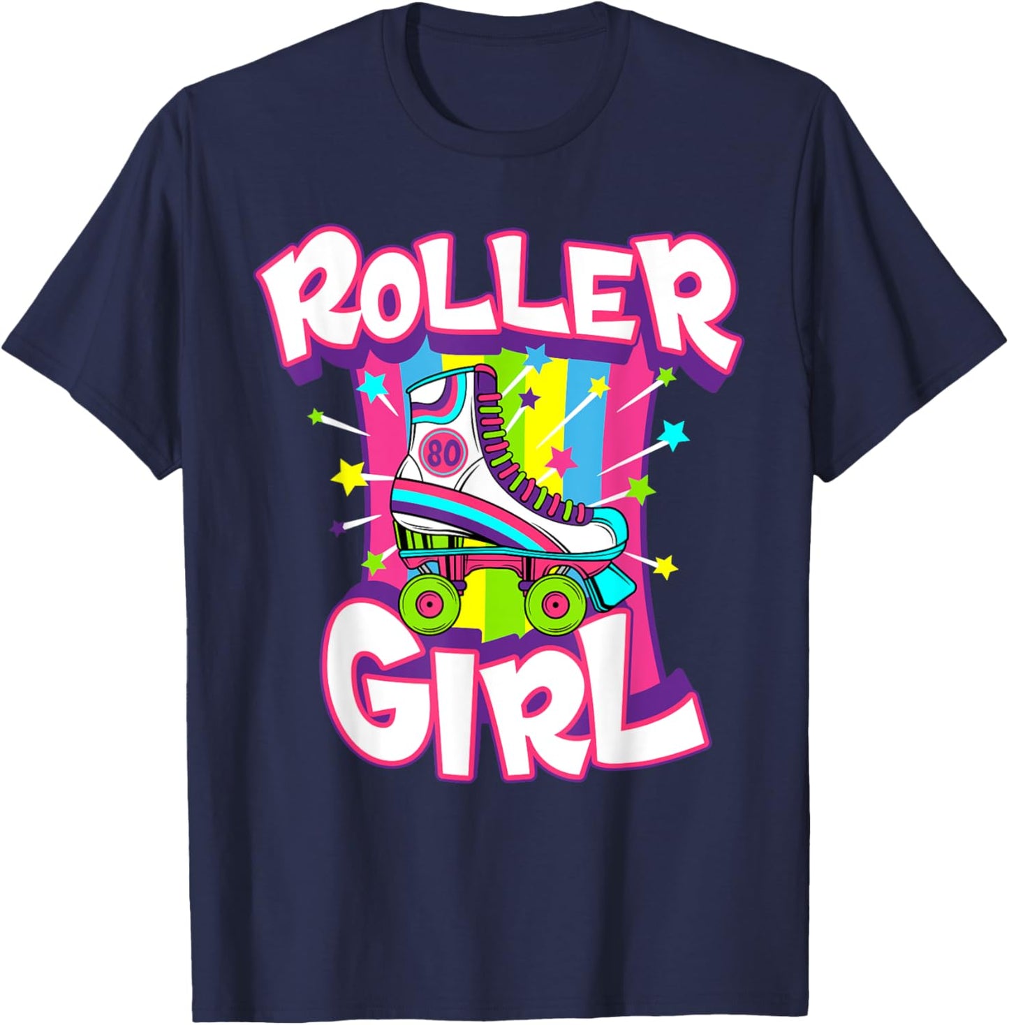 Roller Girl Funny 70s Vintage Roller Skate Seventies Costume T-Shirt - T-Shirt | Navy