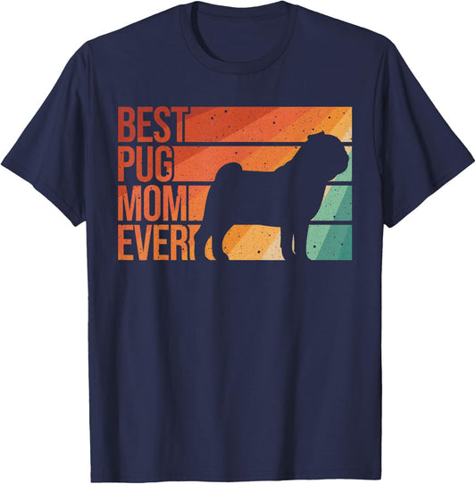 Cute Pug Art For Mom Women Breed Pet Dog Puppy Pug Lovers T-Shirt - T-Shirt | Navy