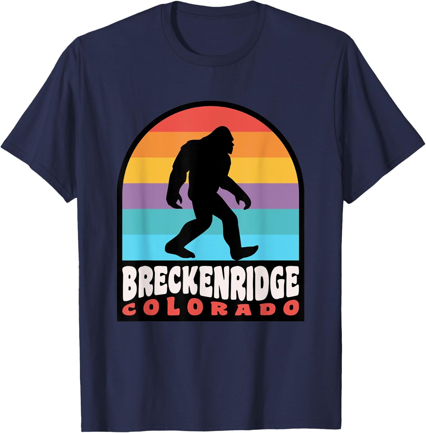 Breckenridge Colorado Bigfoot Sasquatch Retro Sunset T-Shirt - T-Shirt | Navy