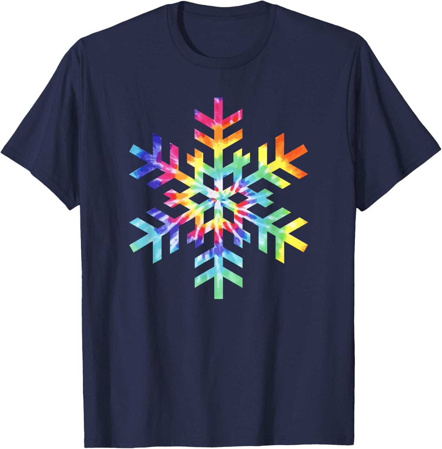Tie Dye Snowflake Winter Christmas T-Shirt - T-Shirt | Navy