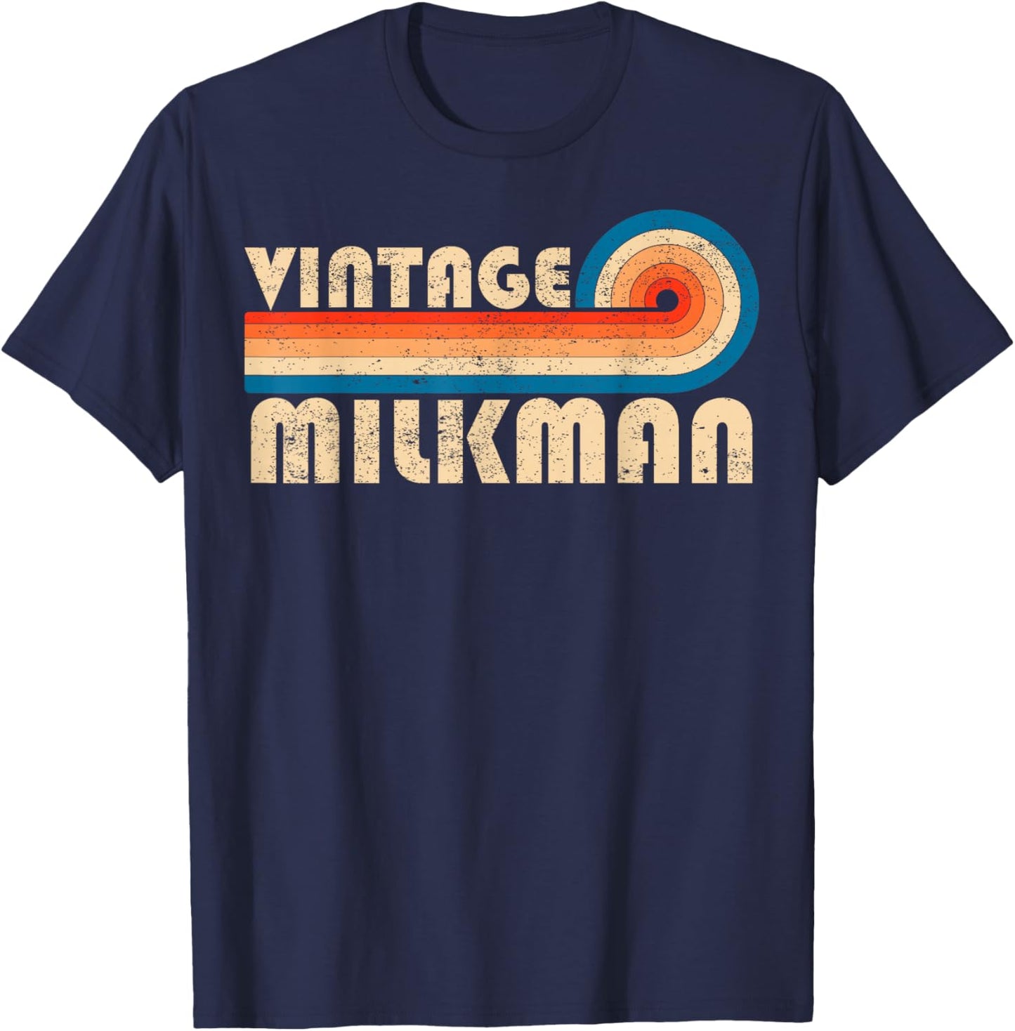 Vintage Milkman Retro 70s 80s Sunset Stripe T-Shirt - T-Shirt | Navy