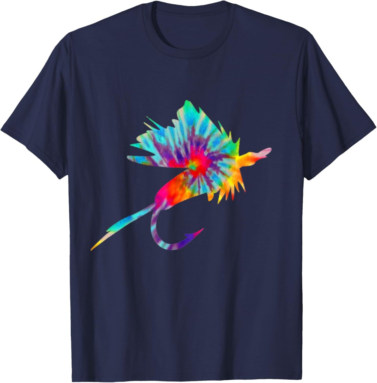 Fly Fishing Tie Dye Vintage Fly Tying Trout Fisherman T-Shirt - T-Shirt | Navy