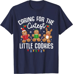 Caring For Cutest Little Cookies Pediatric Nurse Christmas T-Shirt - T-Shirt | Navy