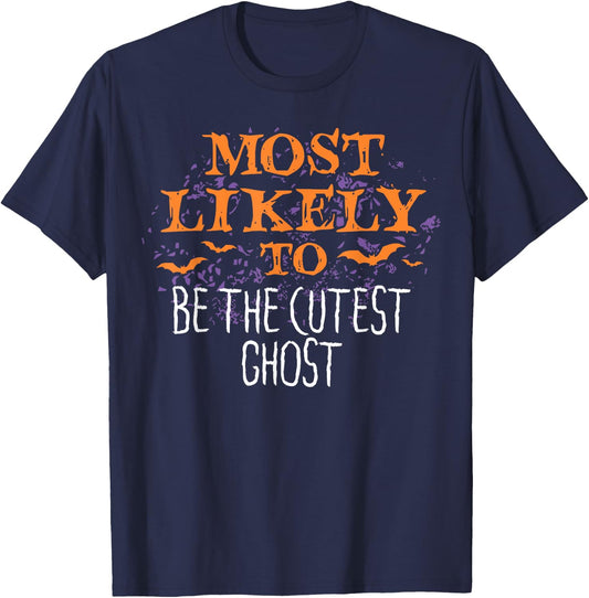 Most Likely To Halloween Be The Cutest Ghost Matching T-Shirt - T-Shirt | Navy