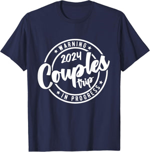 2024 Couples Trip in Progress of Romantic Baecation Matching T-Shirt - T-Shirt | Navy
