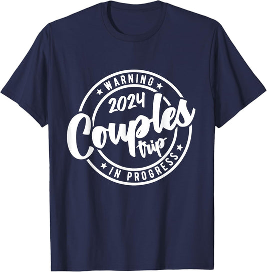 2024 Couples Trip in Progress of Romantic Baecation Matching T-Shirt - T-Shirt | Navy