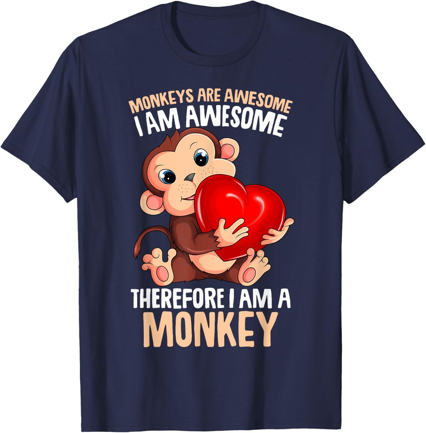 Monkeys Are Awesome Girls Kids Monkey T-Shirt - T-Shirt | Navy
