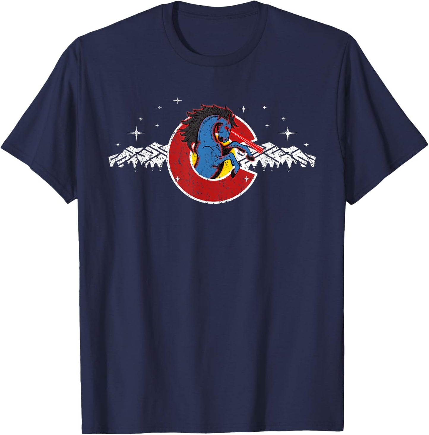Colorado Blucifer Demon Horse T-Shirt - T-Shirt | Navy