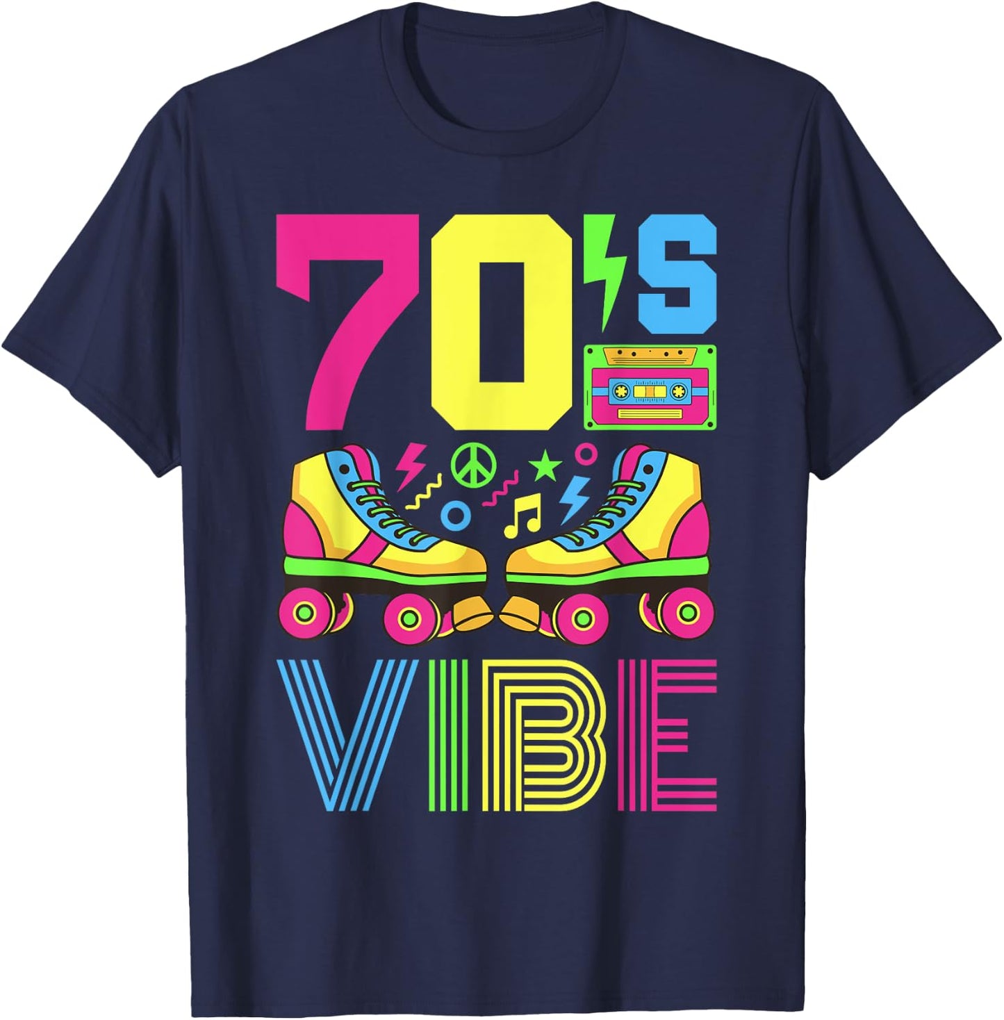 70s Vibe 1970s Fashion Theme Party Outfit Seventies Costume T-Shirt - T-Shirt | Navy