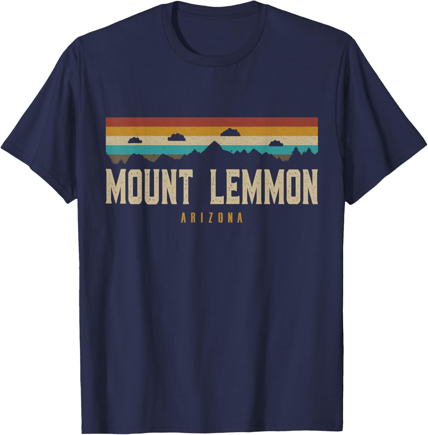 Mount Lemmon Mountains Arizona Hiking Outdoors Retro T-Shirt - T-Shirt | Navy