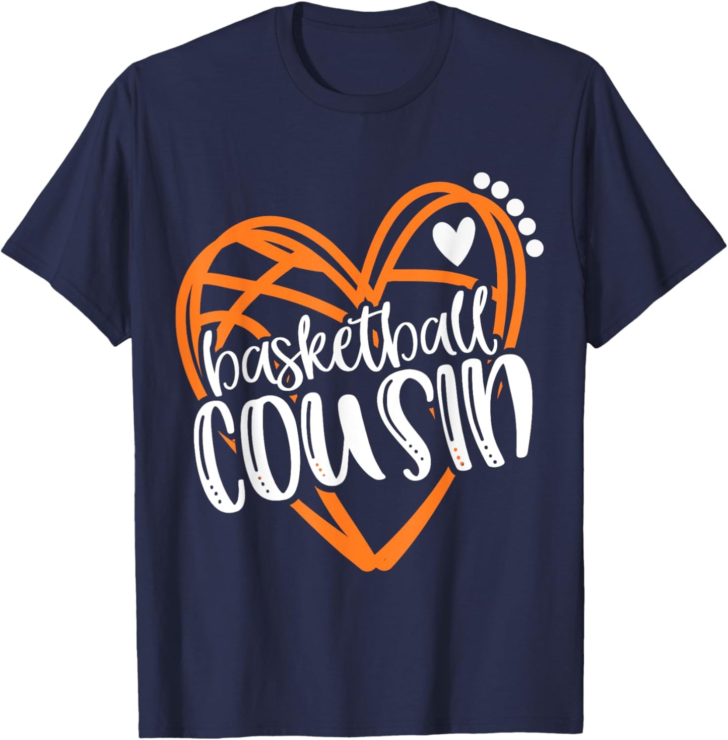 Girls Basketball COUSIN Heart Distressed T-Shirt - T-Shirt | Navy