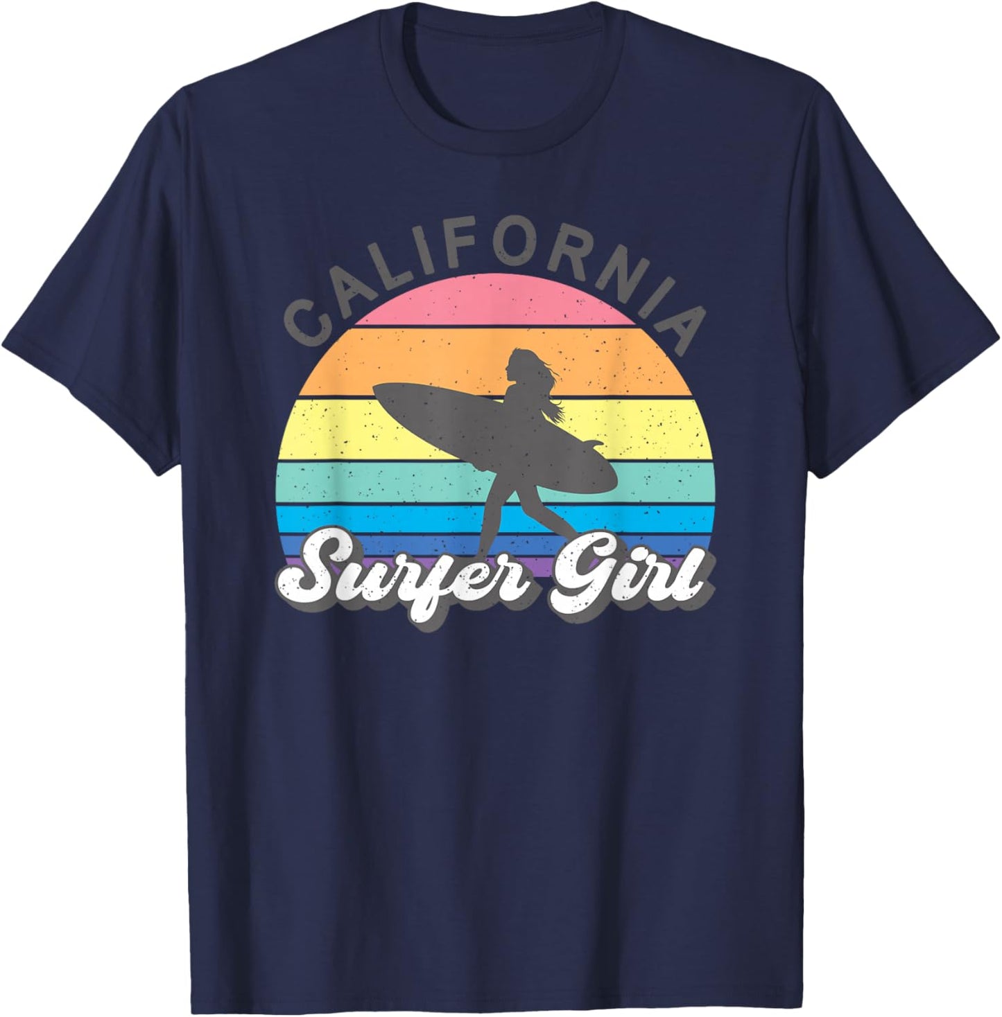 Surfer Girl California Surfing Surf Beach Women Cute Summer T-Shirt - T-Shirt | Navy