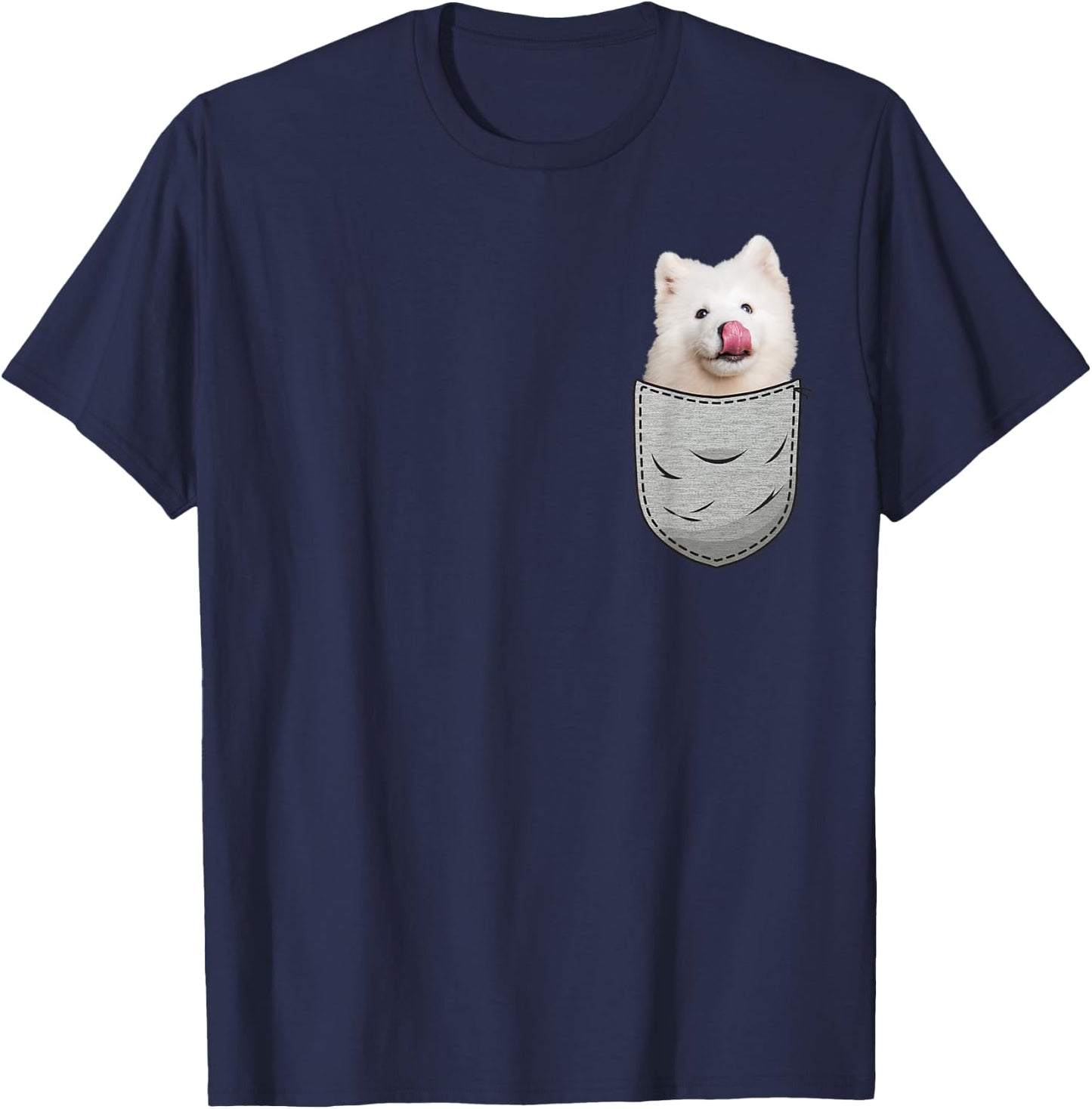 Samojeder Samoyed Chest Bag Pocket Dog Owners T-Shirt - T-Shirt | Navy