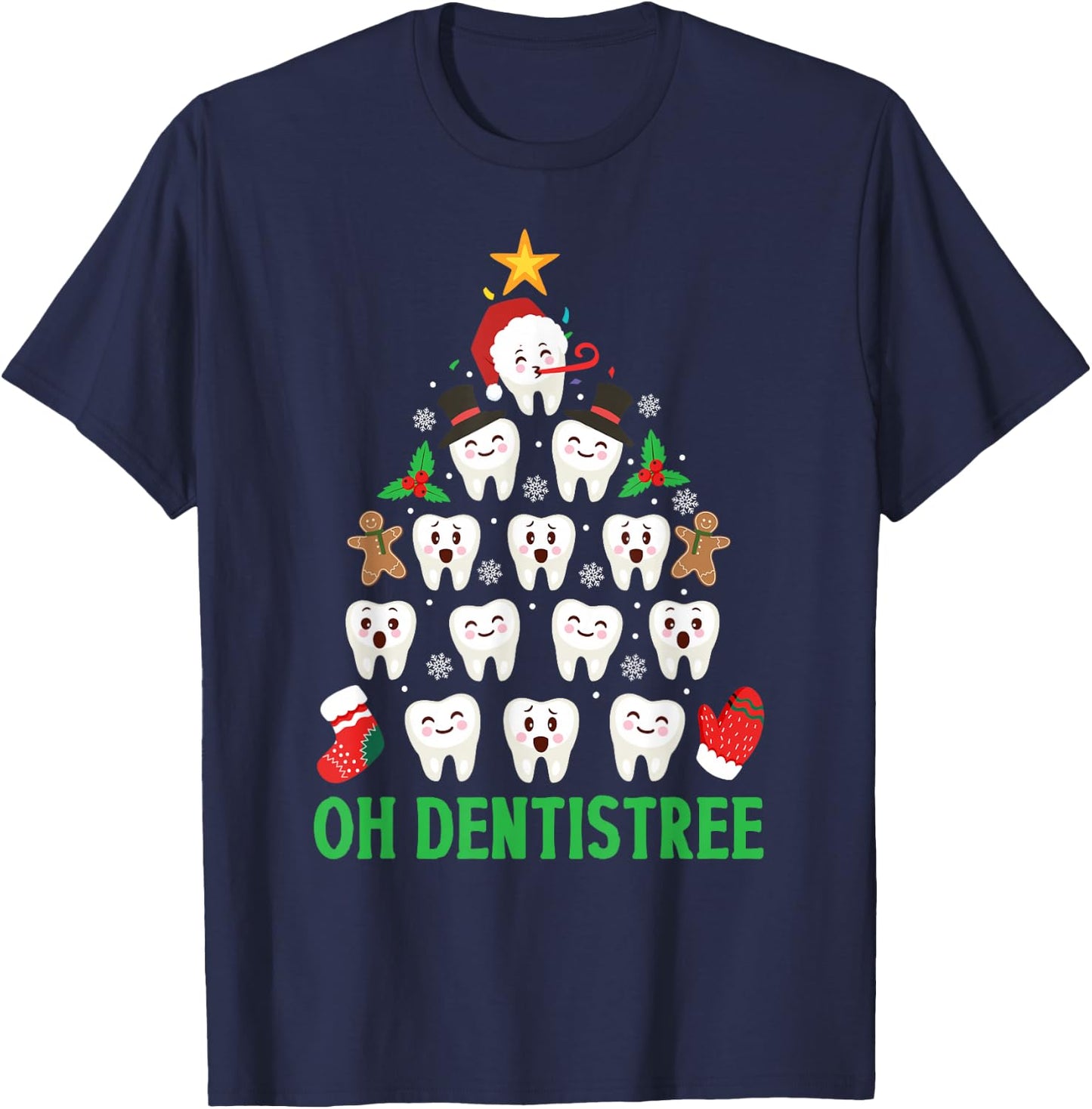 Christmas Dentist Shirt Oh Dentistree Funny Xmas Dental T-Shirt - T-Shirt | Navy