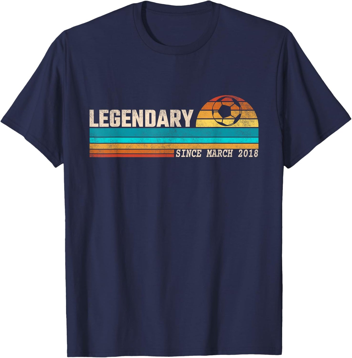 Soccer Player Legend Since March 2018 Birthday T-Shirt - T-Shirt | Navy
