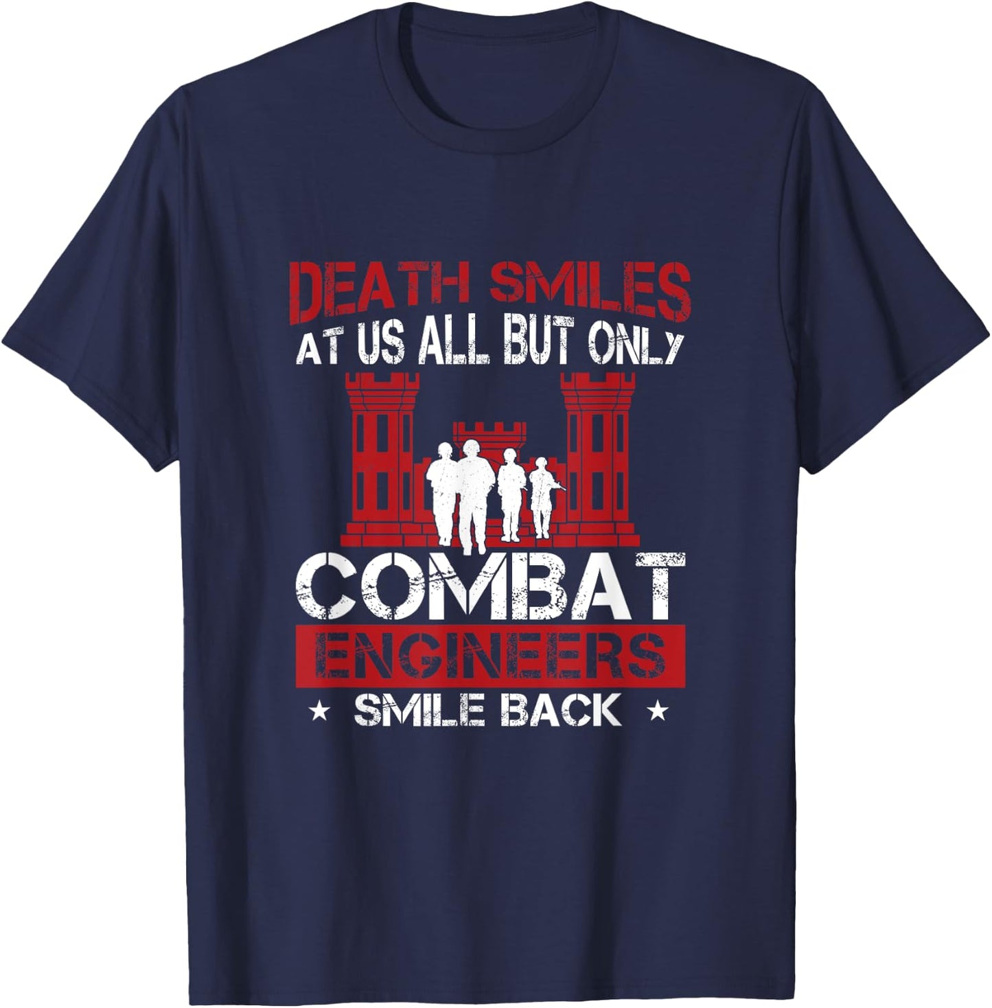 Death Smiles At Us All Funny Combat Engineer Military Sapper T-Shirt - T-Shirt | Navy
