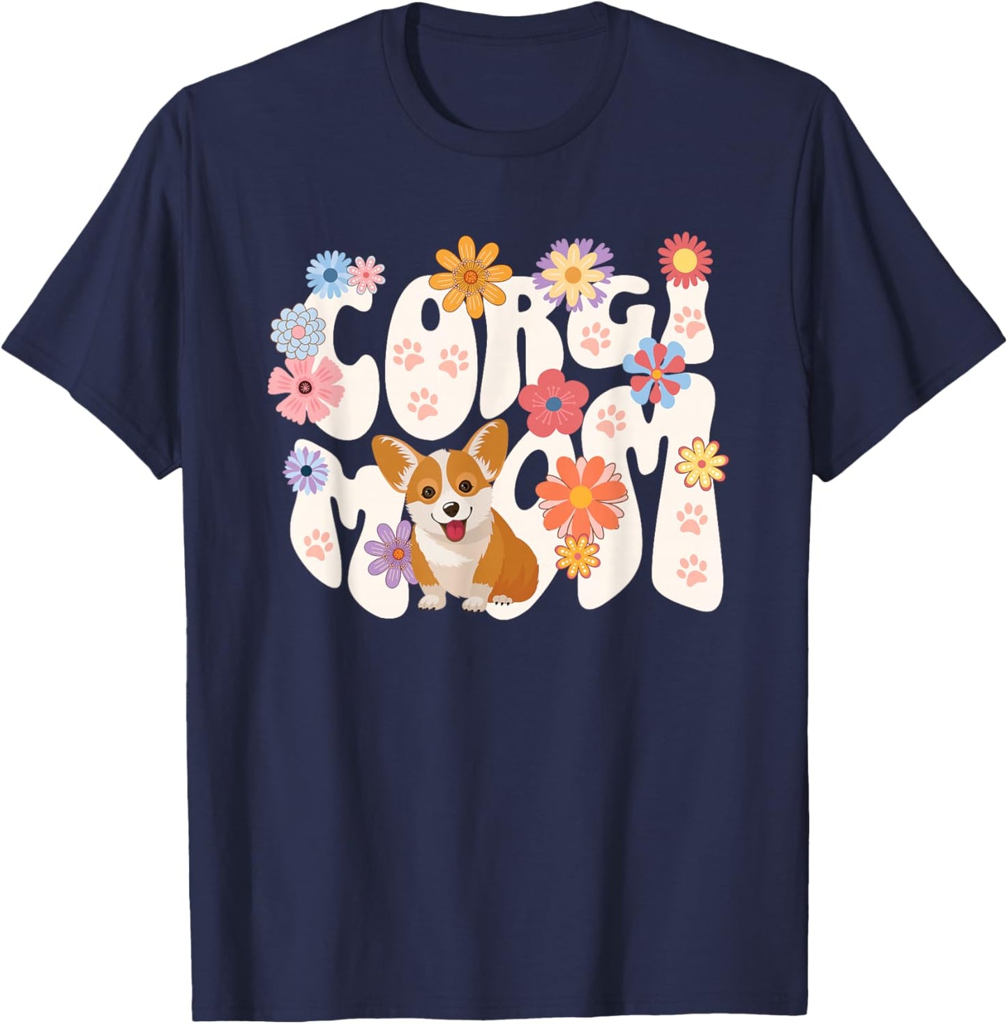 Cute Corgi Dog Mom Design Women T-Shirt - T-Shirt | Navy