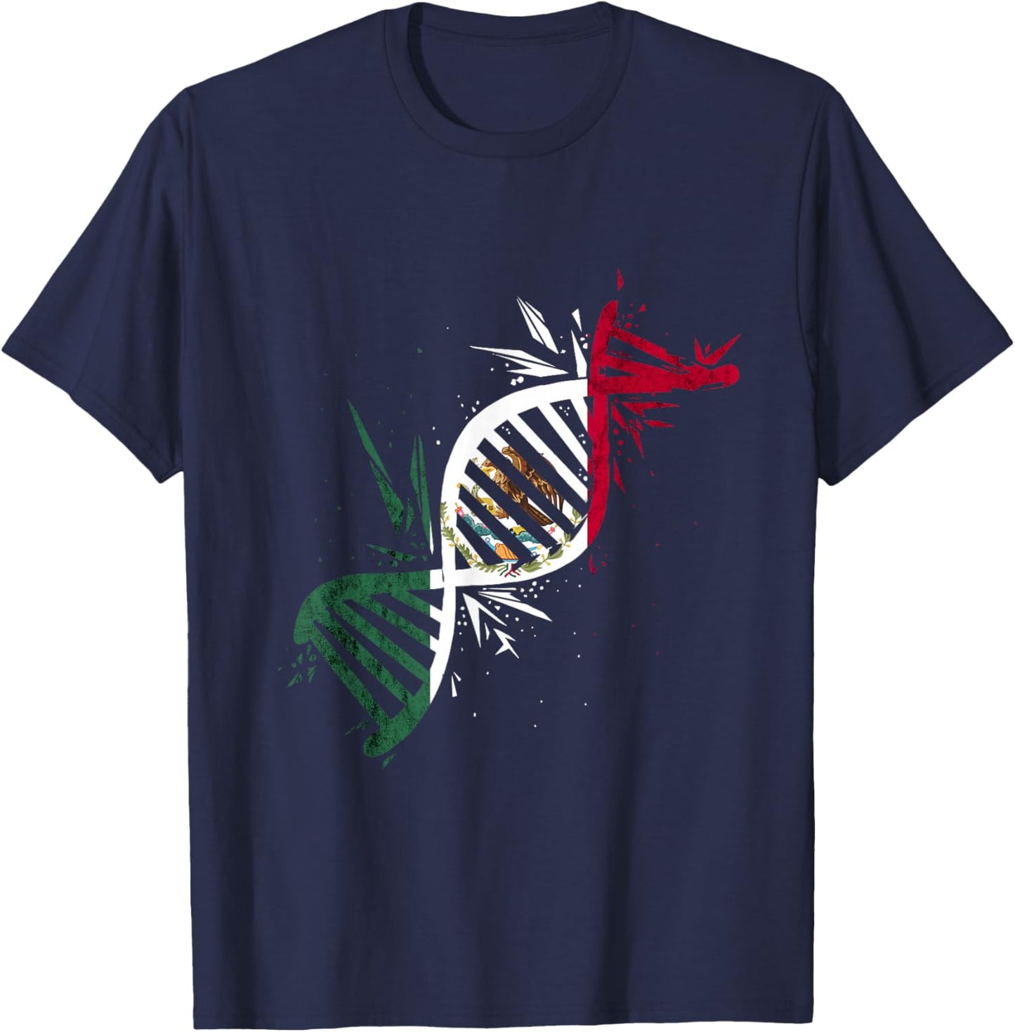 Mexico DNA Molecule Mexican Roots Mexico Flag Mexican Pride T-Shirt - T-Shirt | Navy