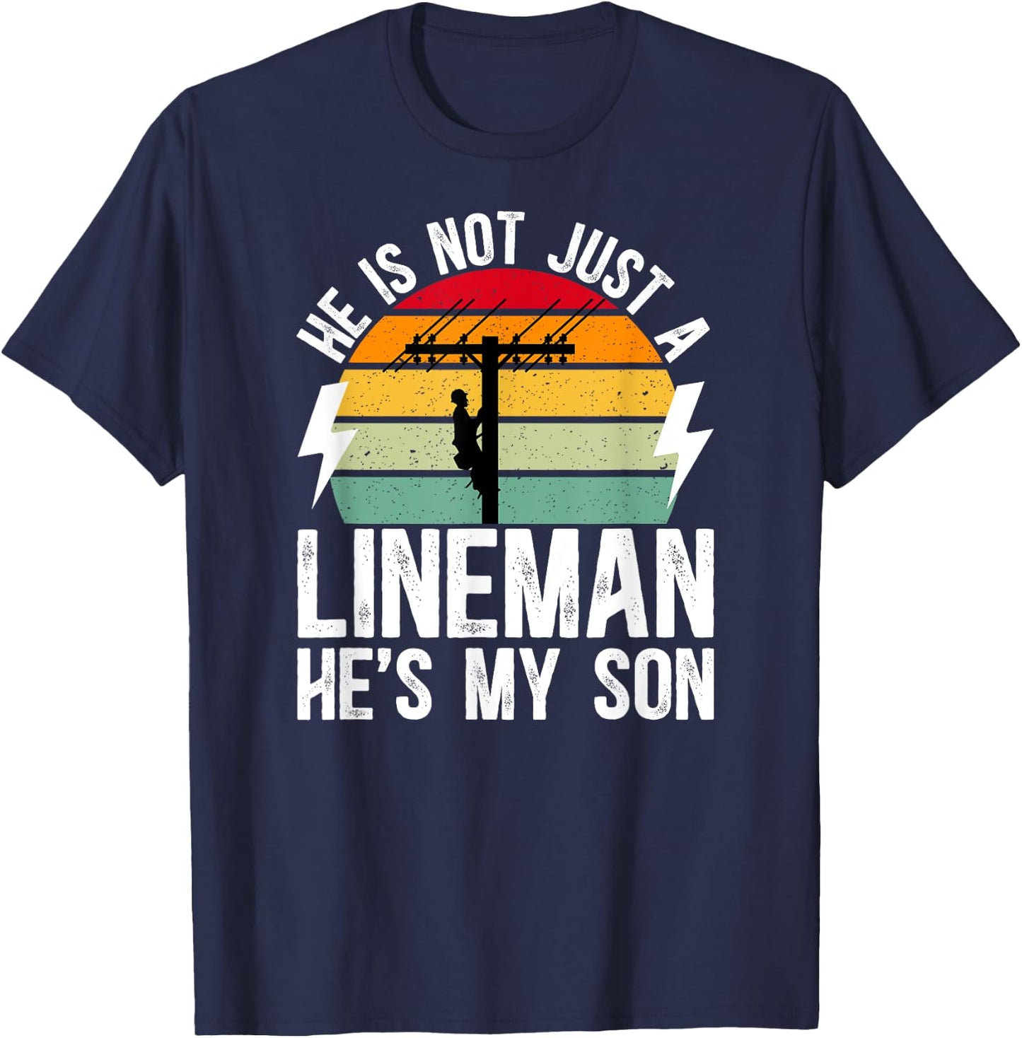 He's My Son Lineman Mom Of A Lineman Mama Line Mother T-Shirt - T-Shirt | Navy