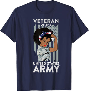 American Army Veteran Design, Military African American Vet T-Shirt - T-Shirt | Navy