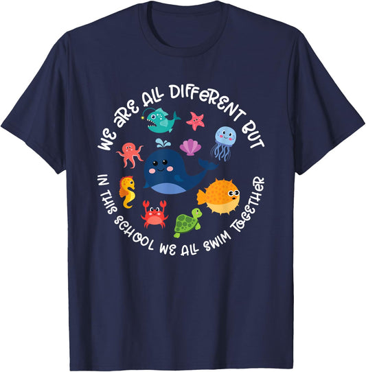 Different But In This School We All Swim Together T-Shirt - T-Shirt | Navy