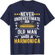 Never Underestimate An Old Man With A Harmonica Harmonicist T-Shirt - T-Shirt | Navy