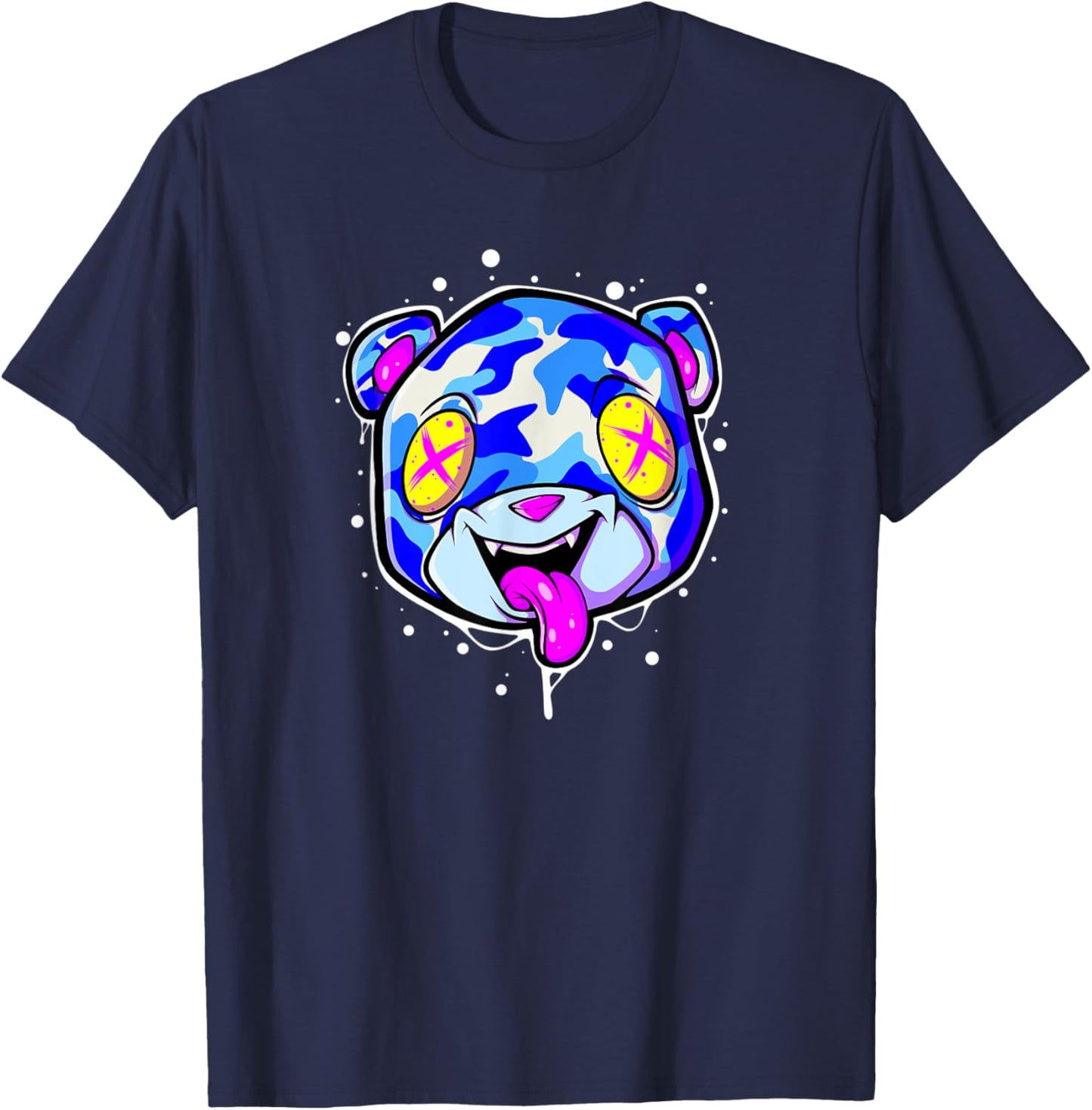 Blue Camo Teddy Bear Hipster Hip Hop Fashion Clothes Rapper T-Shirt - T-Shirt | Navy