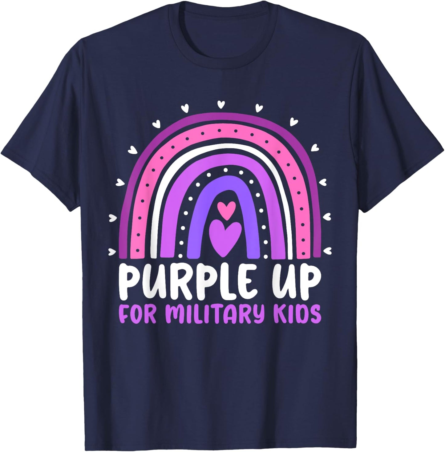 Purple Up for Military Kids Month Military Child Rainbow T-Shirt - T-Shirt | Navy