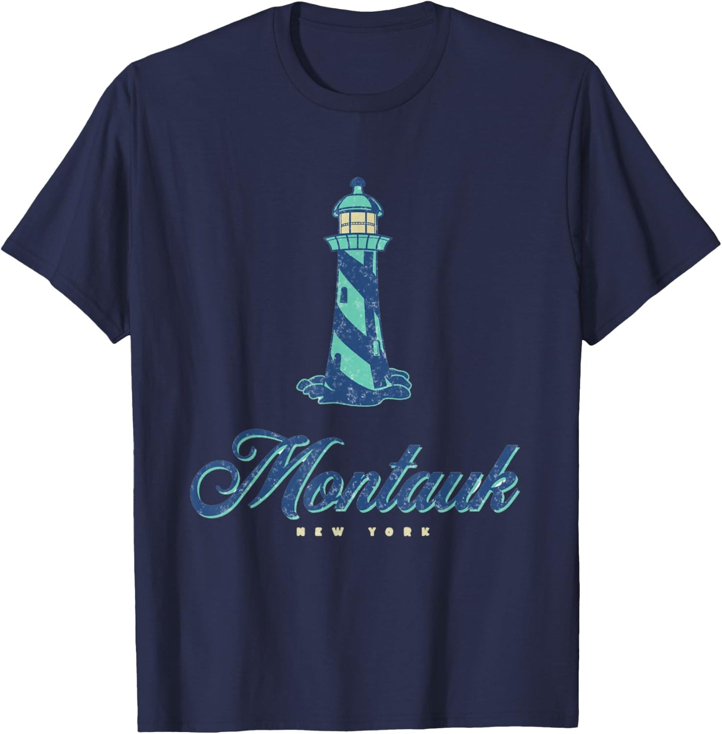 Montauk Lighthouse Beach New York, Summer at Montauk T-Shirt - T-Shirt | Navy