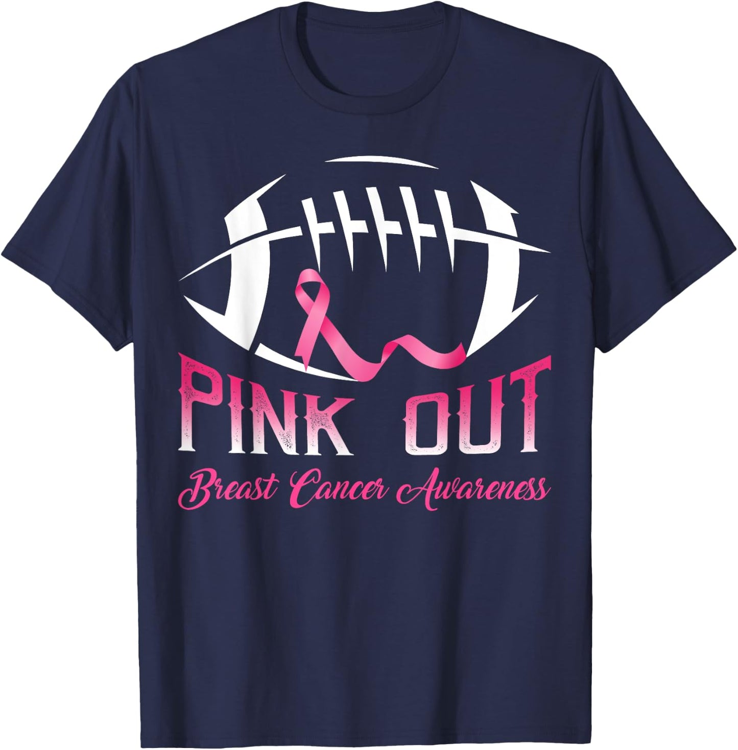 Pink Out Shirt Breast Cancer Football Women Kids T-Shirt - T-Shirt | Navy