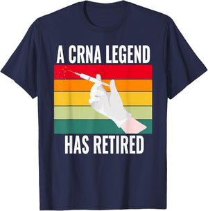 Retired CRNA Shirt Funny Retirement Nurse Anesthetist T-Shirt - T-Shirt | Navy