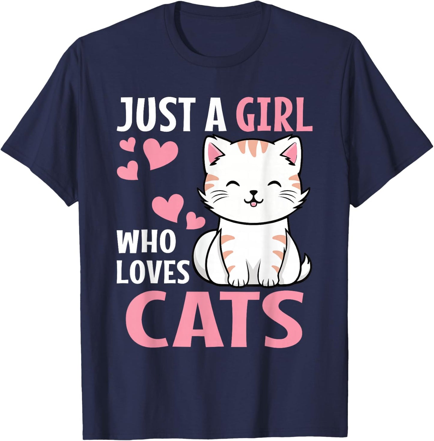 Just A Girl Who Loves Cats Cute Cat Lover Kitten T-Shirt - T-Shirt | Navy